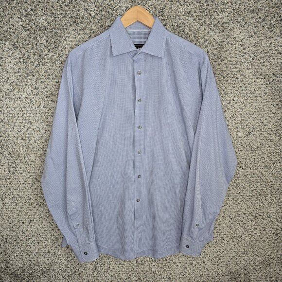Jos A Bank Reserve Shirt Mens Medium Blue Cotton Silk Button Up‎ Career Casual - Picture 1 of 7